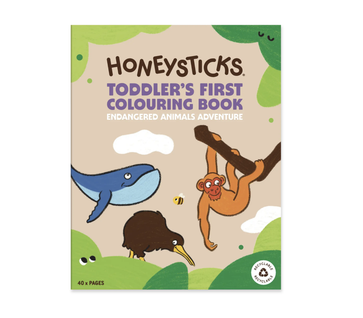 Honeysticks Toddler's First Colouring Book - Endangered Animals Adventure