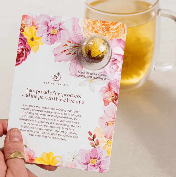Individual Blooming Tea Ball on Affirmation Card