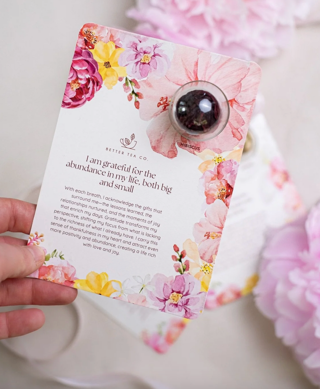 Individual Blooming Tea Ball on Affirmation Card