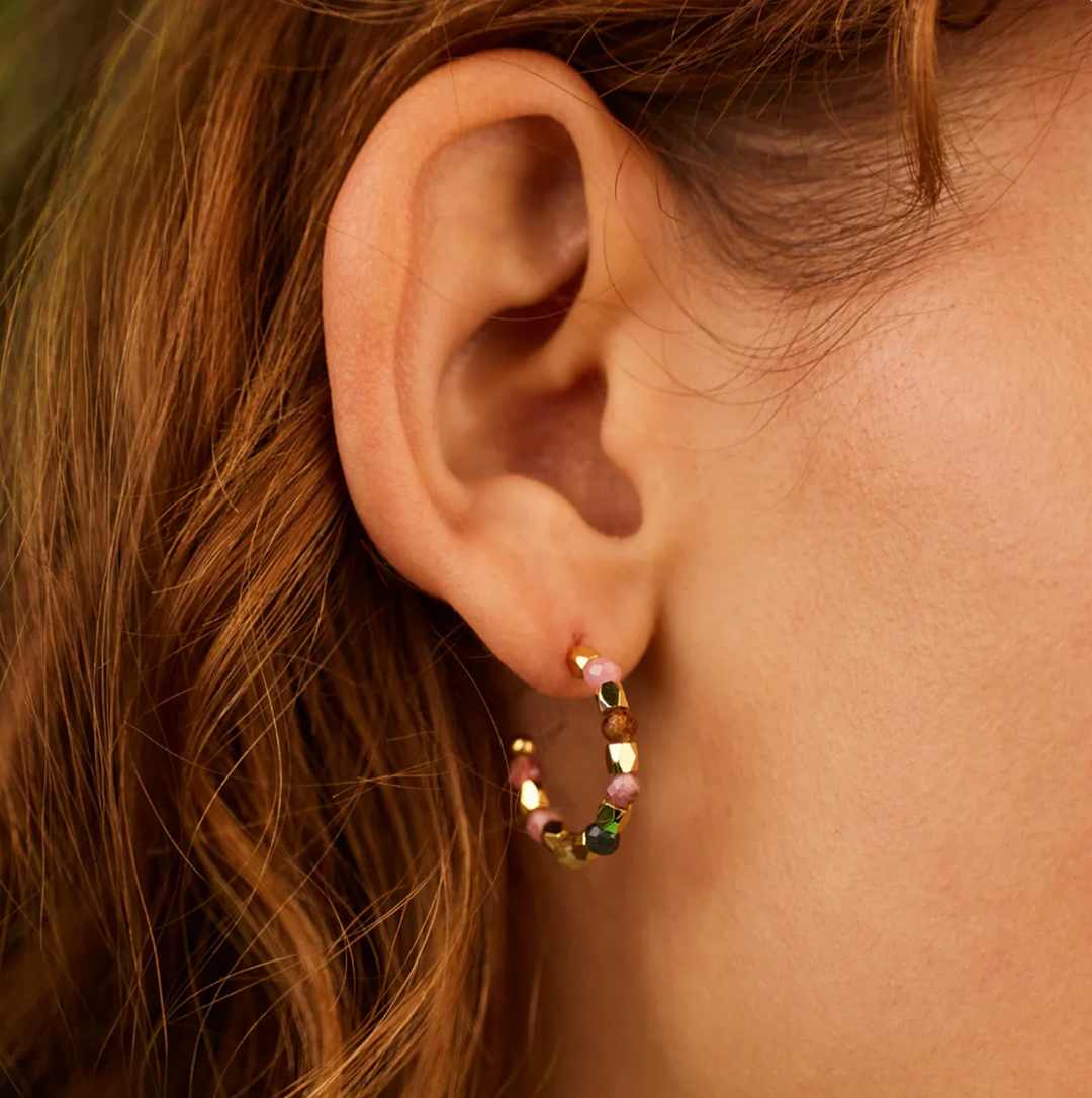Coco & Tourmaline Hoop Earrings Gold Plated