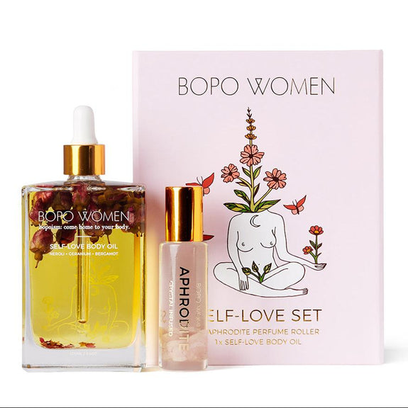 This gift set arrives in&nbsp;a beautiful gift box&nbsp;and features our Self-Love Body Oil and our Aphrodite Crystal Infused Essential Oil Roller Available from www.thecollectivenz.com