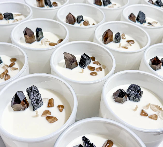 Smoky Quartz Crystal Candle | Opal & Sage