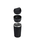 Black insulated mug with lid on a white background