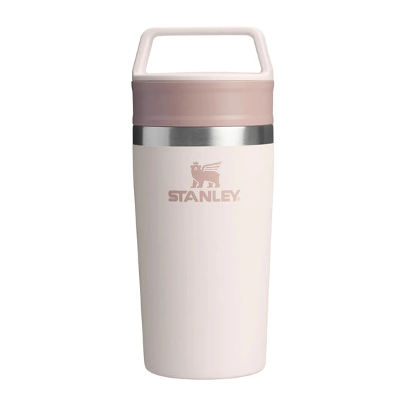 Pink Stanley tumbler on a white background
