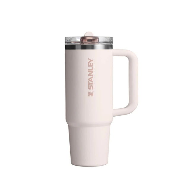 Stanley travel mug with handle on a white background