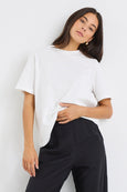 Street Ivory Crew Neck Short Sleeved Boxy Tee
