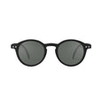 Black sunglasses with dark lenses on a white background