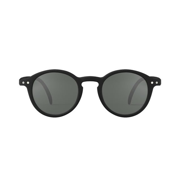 Black sunglasses with dark lenses on a white background