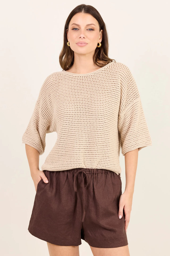 Sunrise String SS Crochet Knit Top | Re:Union