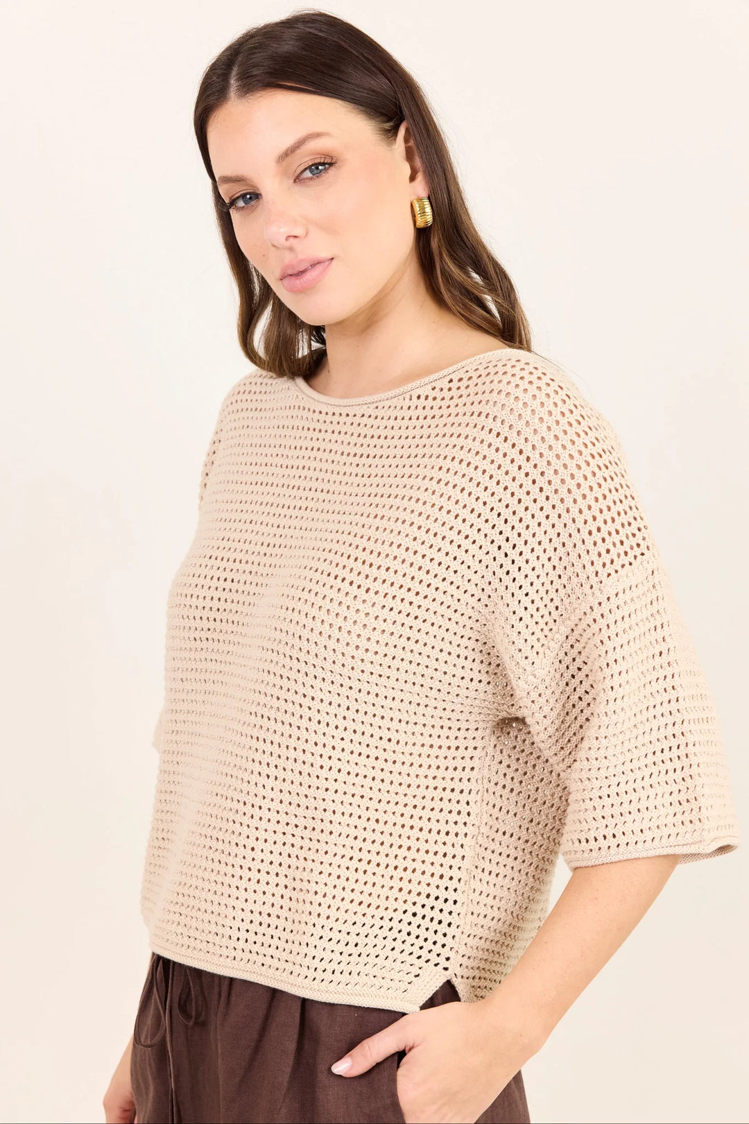 Sunrise String SS Crochet Knit Top | Re:Union