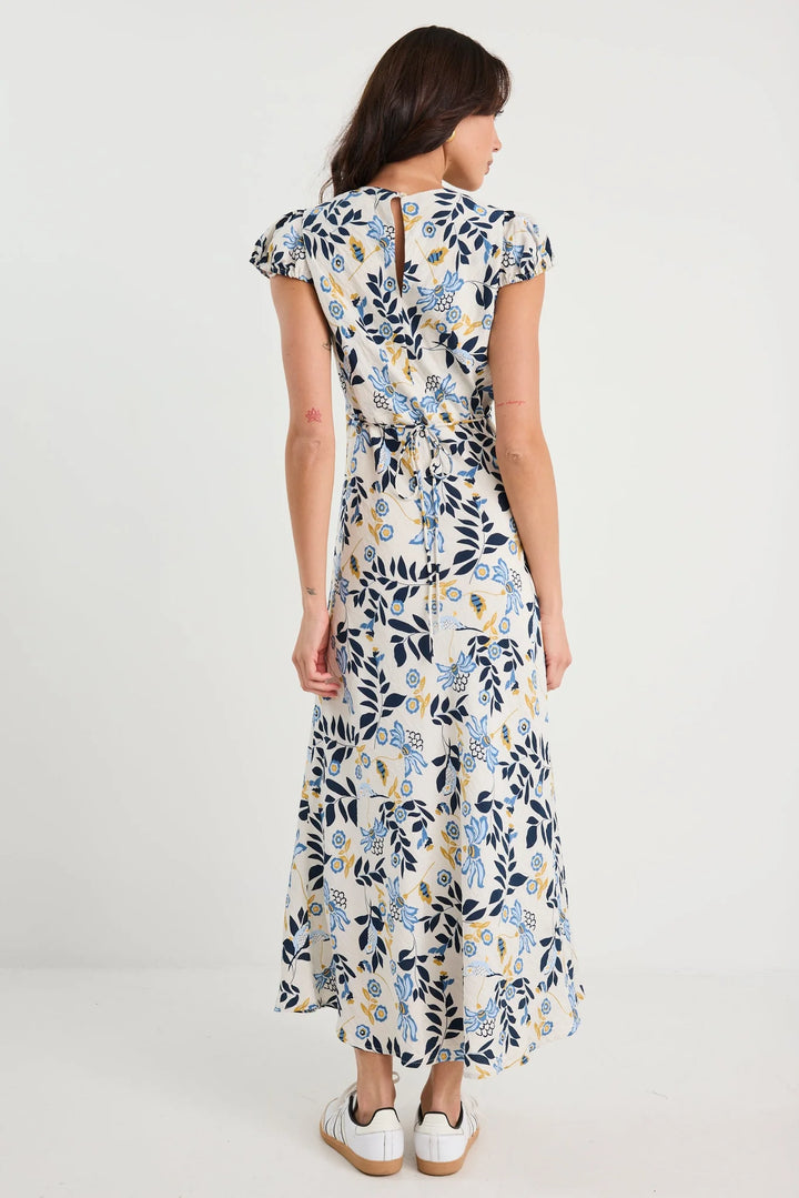 Sweetie Floral Prairie Cap Sleeve Bias Maxi Dress