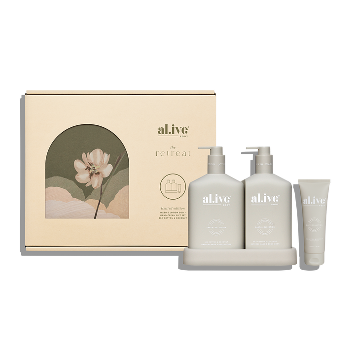 Refresh and hydrate your skin with our Sea Cotton & Coconut Wash and Lotion Duo, paired with our Hand Cream, a luxurious gift designed to cleanse, nourish, and moisturise. Available from www.thecollectivenz.com