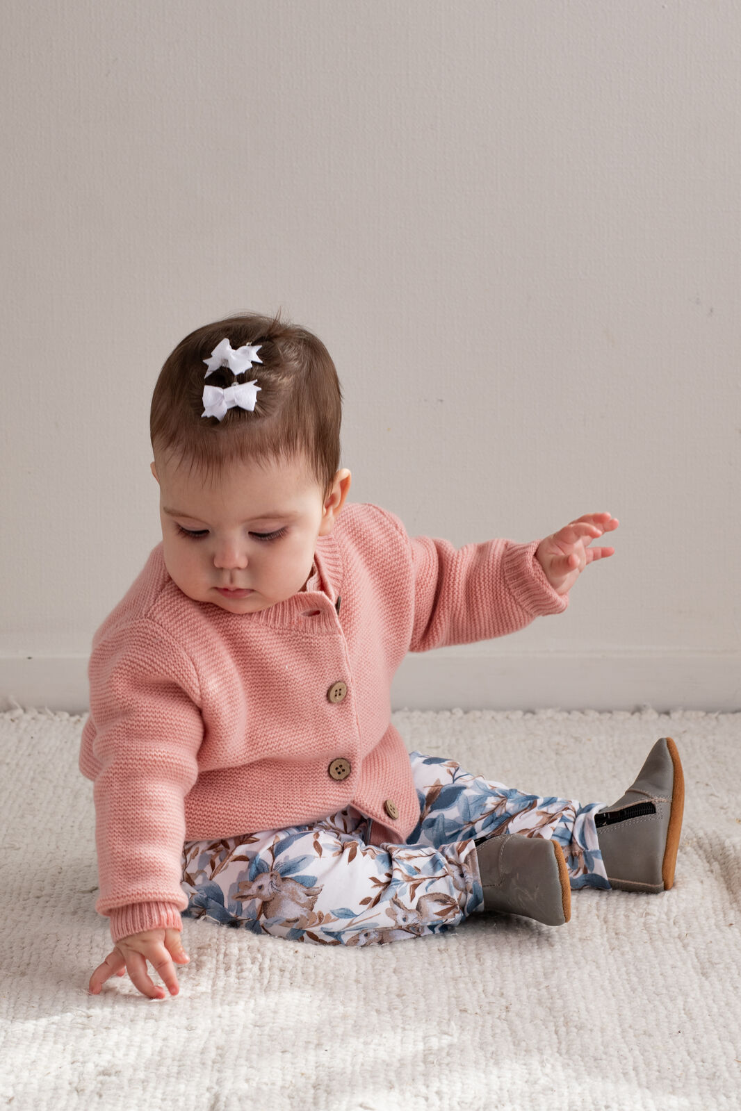 100% Wool Cardigan - Carnation