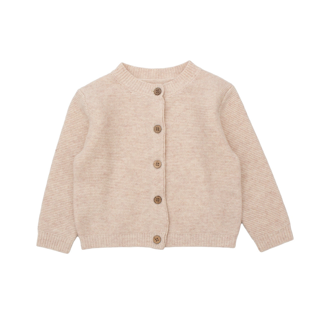 Beige knitted cardigan on a white background