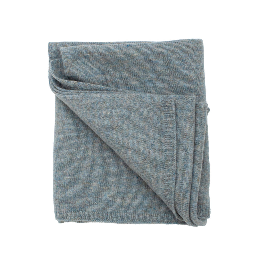 100% Wool Knit Baby Blanket - Stone Blue