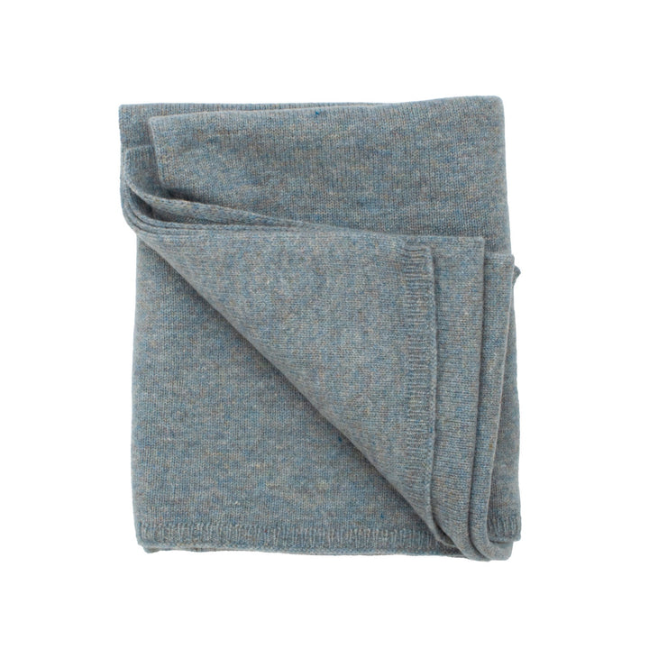 100% Wool Knit Baby Blanket - Stone Blue