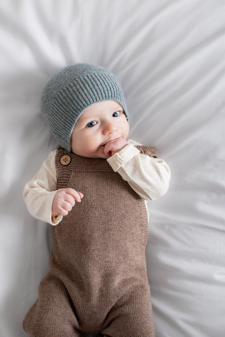 100% Wool Baby Hat - Stone Blue