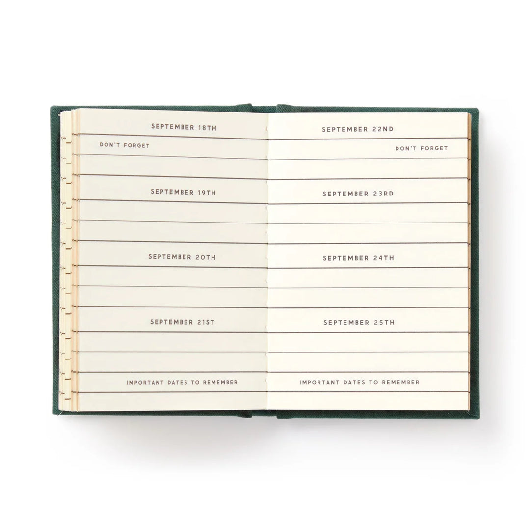 Calendar with handwritten dates and reminders on a white background