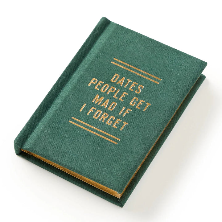 Green book with gold text on a white background