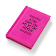 Pink diary with text on a white background
