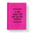 Pink diary with black text on a white background