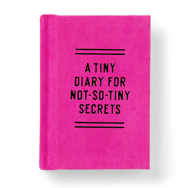 Pink diary with black text on a white background