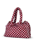 Red and white checkered bag on a white background