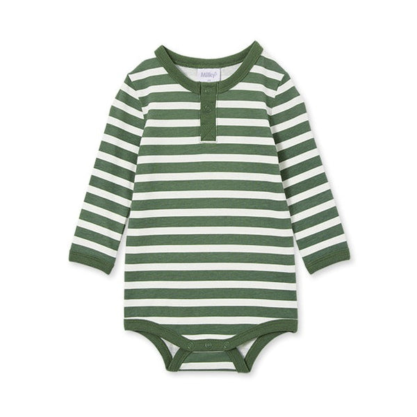 Milky green stripe bubbysuit available from www.thecollectivenz.com