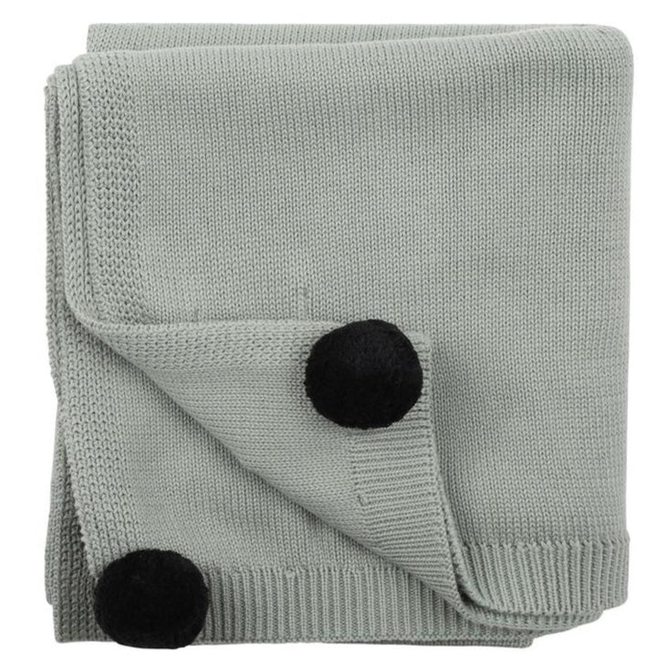 Bebe angus pompom knitted blanket available from www.thecollectivenz.com