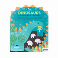 Coloring book and stickers set with dinosaur design on a white background