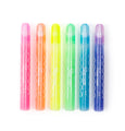 Set of six colorful highlighters on a white background