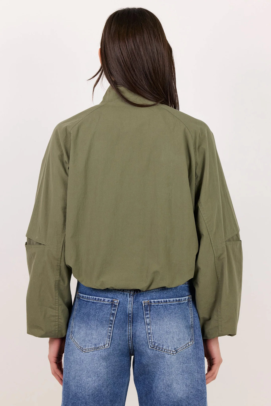 Trackside Khaki Funnel Neck  Bomber | Stories Be Told