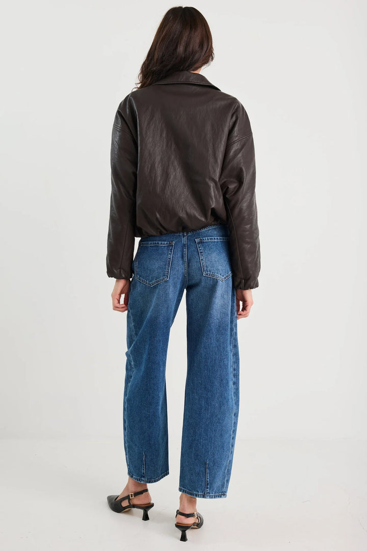 Troupe Bubble Hem PU Bomber Jacket