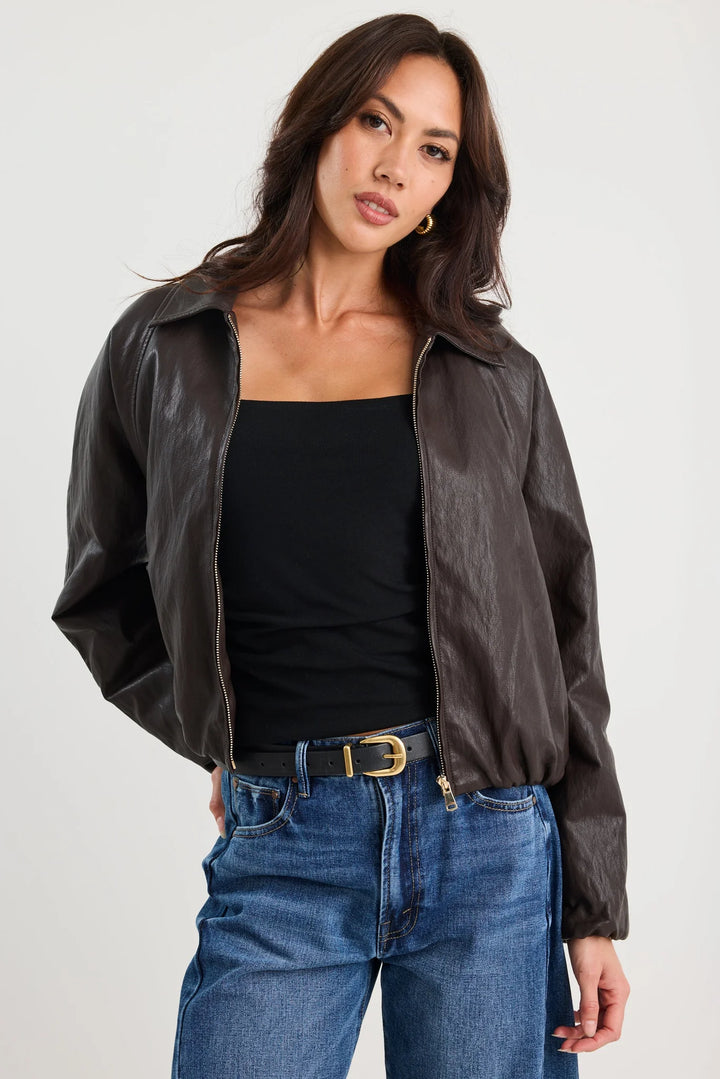 Troupe Bubble Hem PU Bomber Jacket