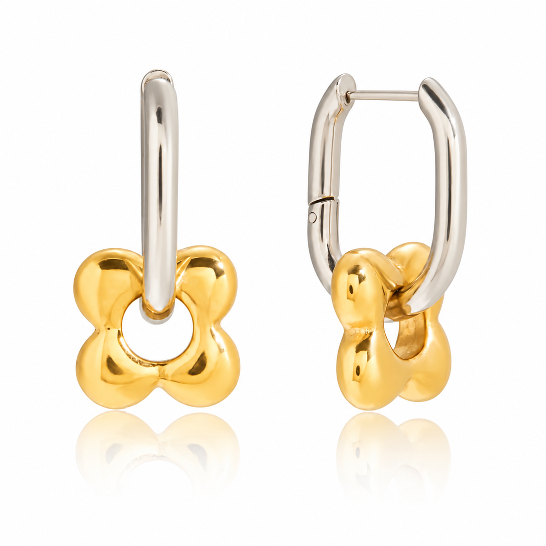 Posie Two-Tone Flower Hoops | Chaos & Company