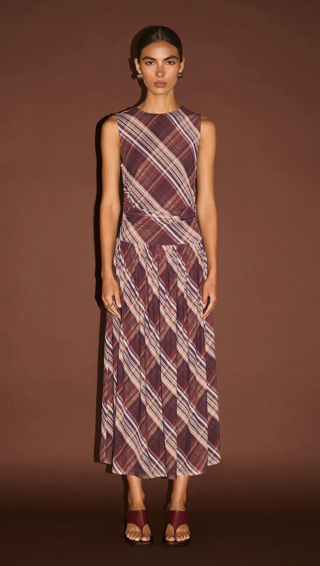 Arles Drop Waist Mesh Dress - Check