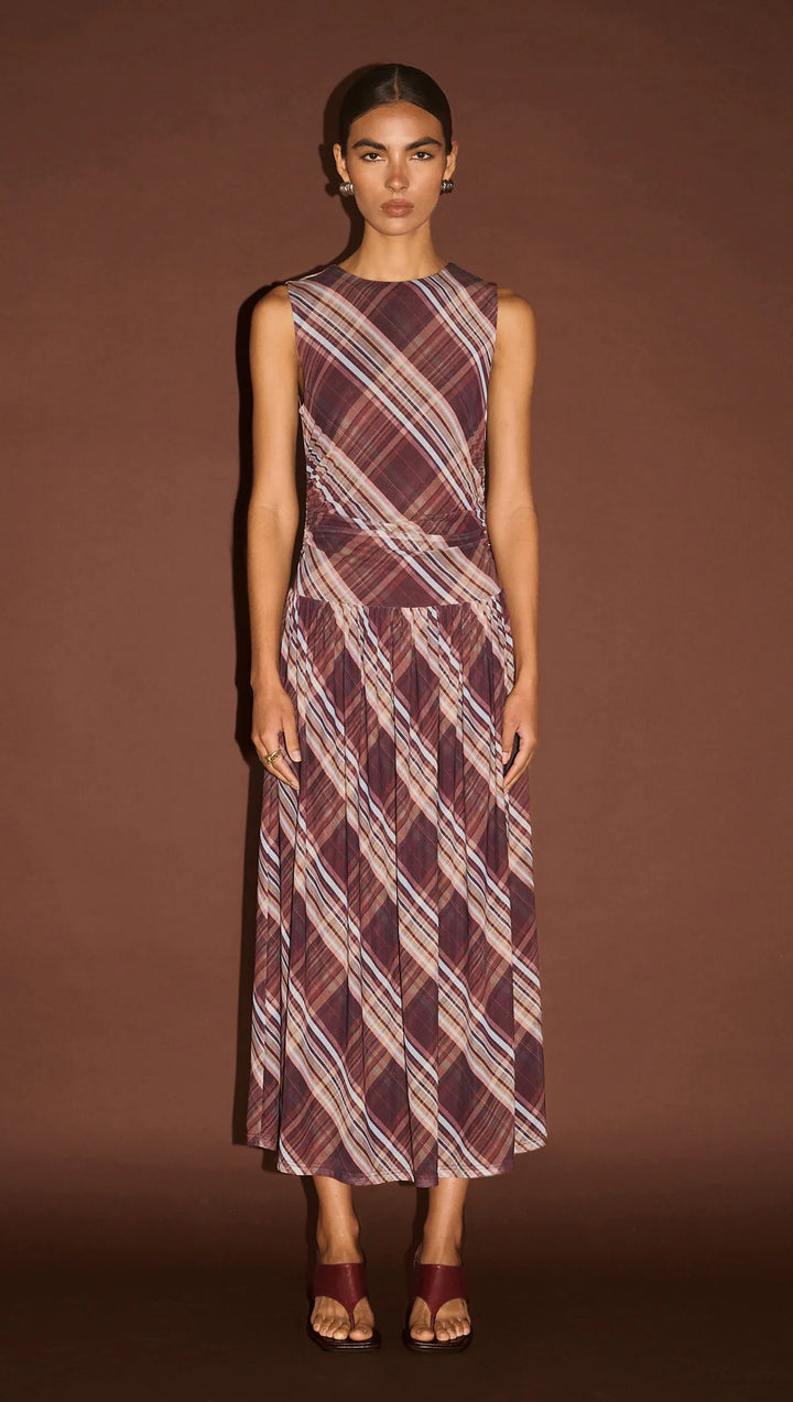 Arles Drop Waist Mesh Dress - Check