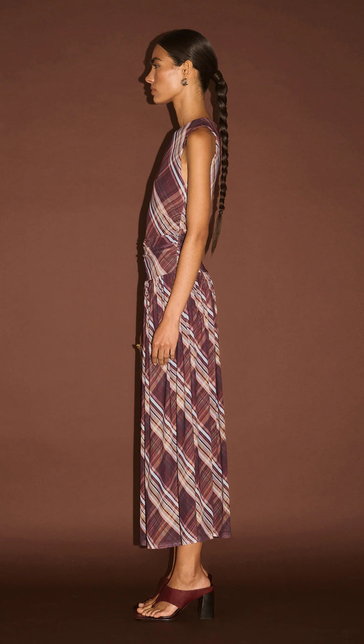 Arles Drop Waist Mesh Dress - Check