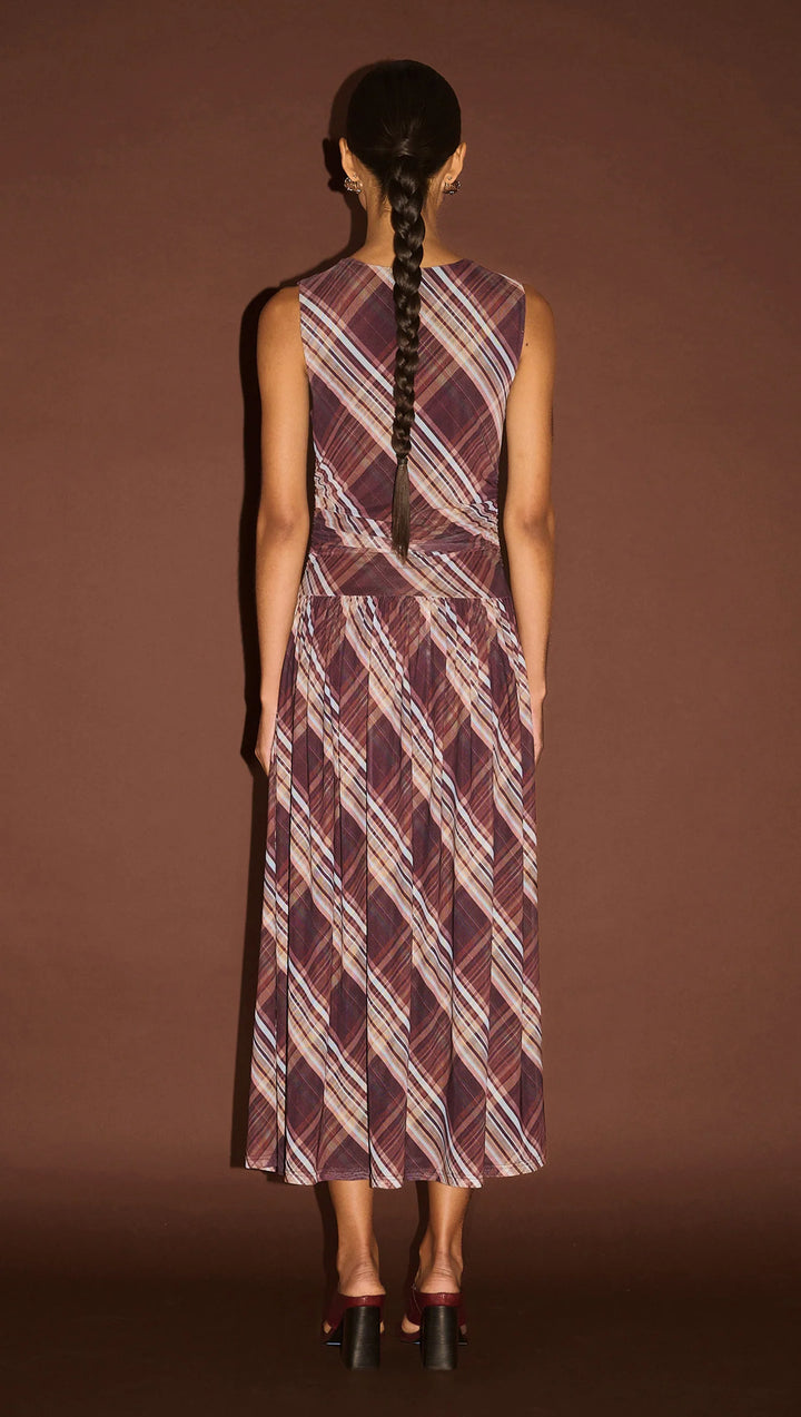 Arles Drop Waist Mesh Dress - Check