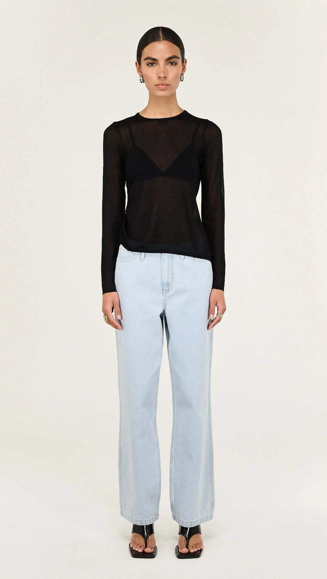 Leni Drawstring Sheer Knit - Black