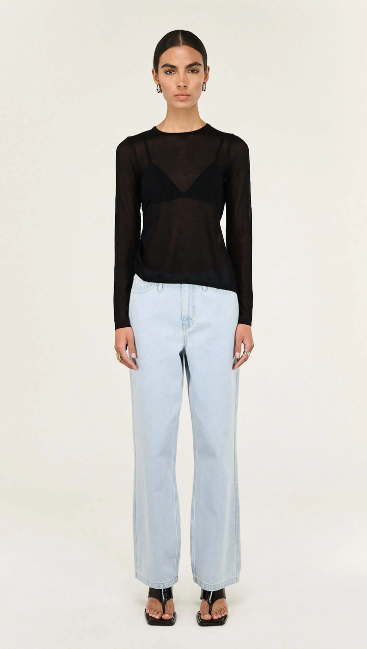 Leni Drawstring Sheer Knit - Black