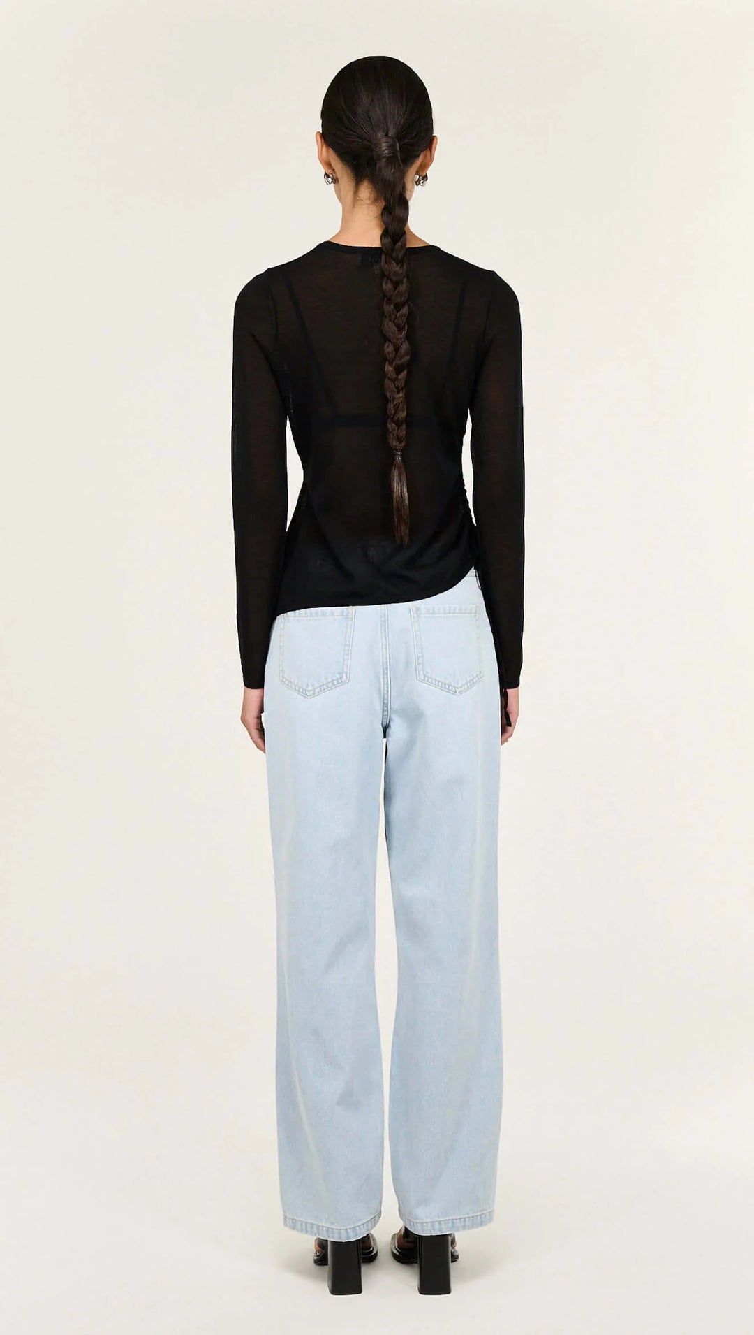 Leni Drawstring Sheer Knit - Black