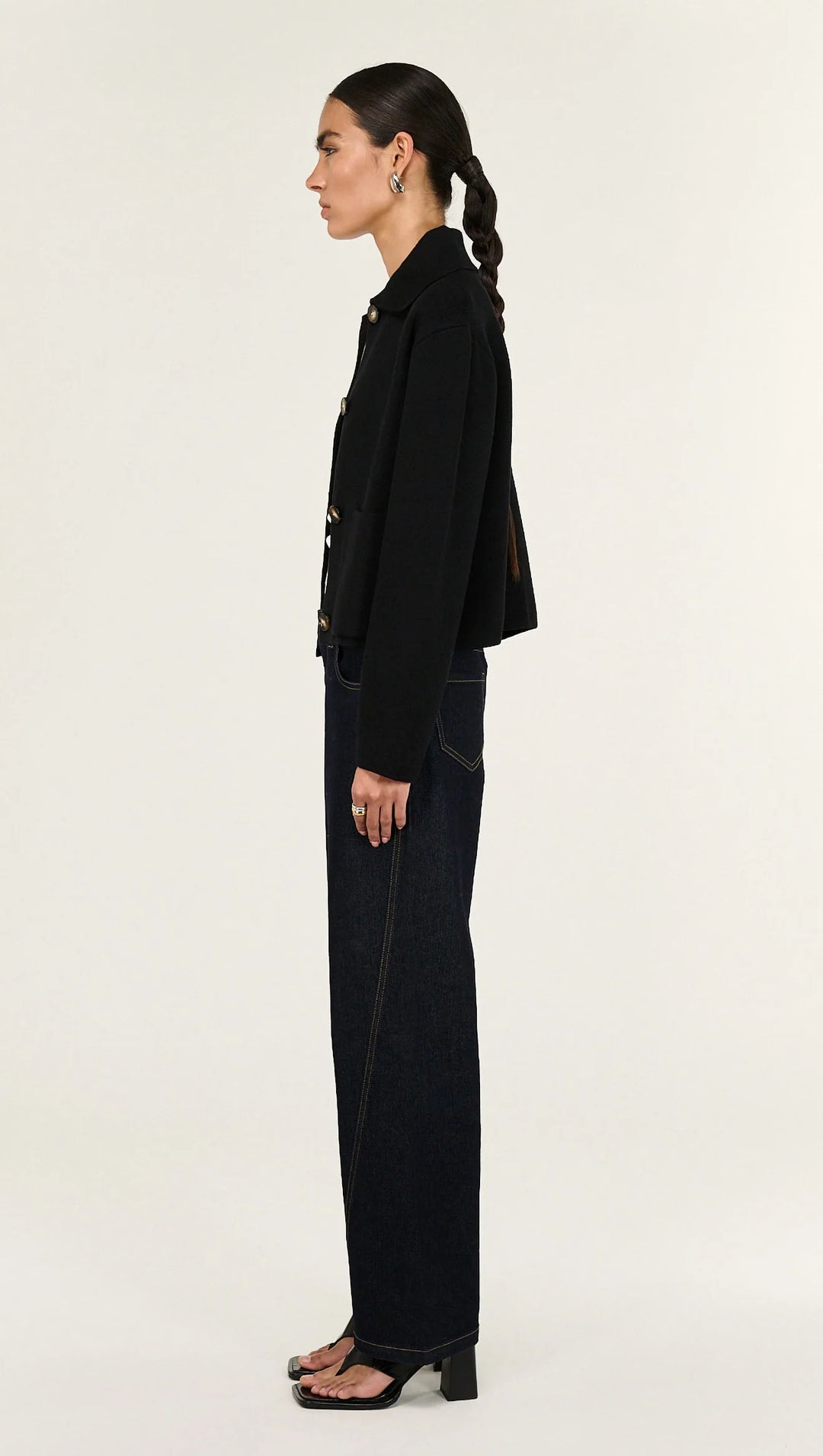 Aura Knit Barn Jacket - Black