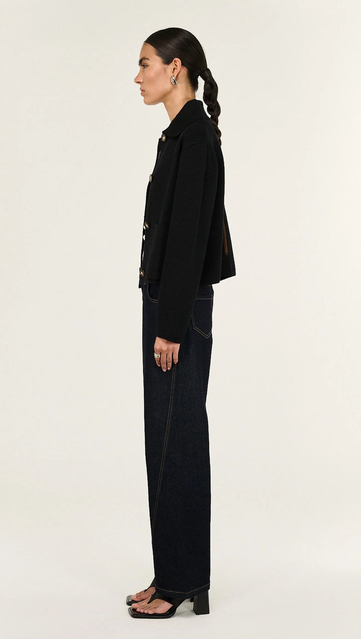 Aura Knit Barn Jacket - Black