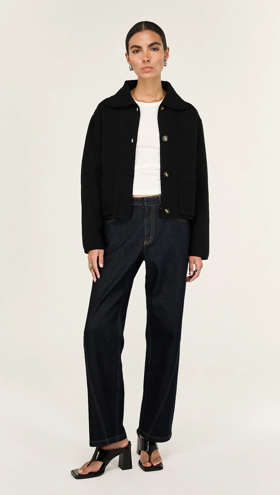 Aura Knit Barn Jacket - Black