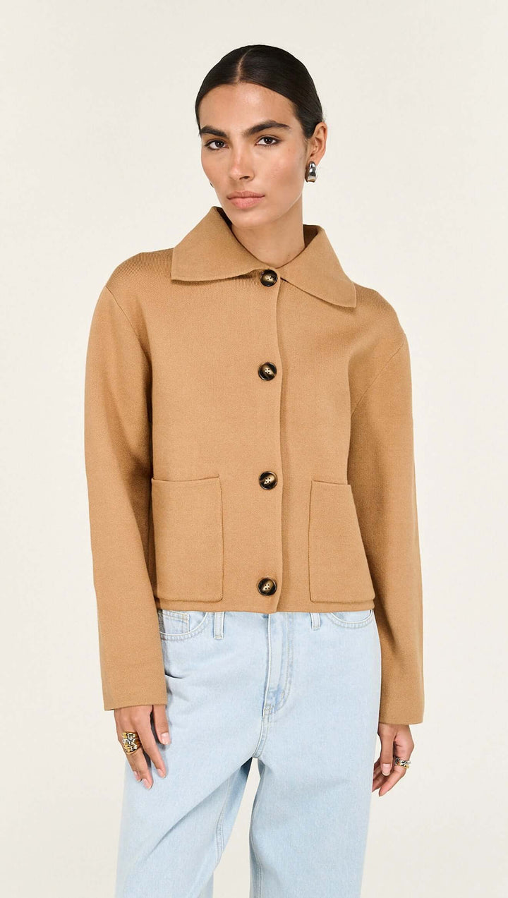 Aura Knit Barn Jacket - Caramel