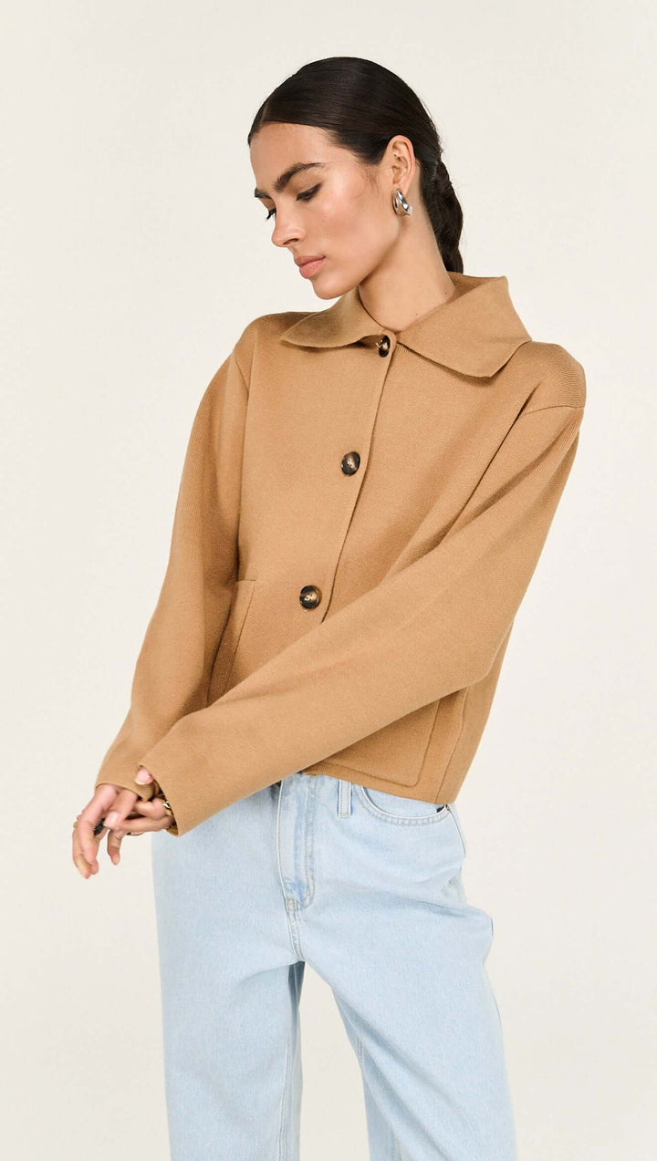 Aura Knit Barn Jacket - Caramel