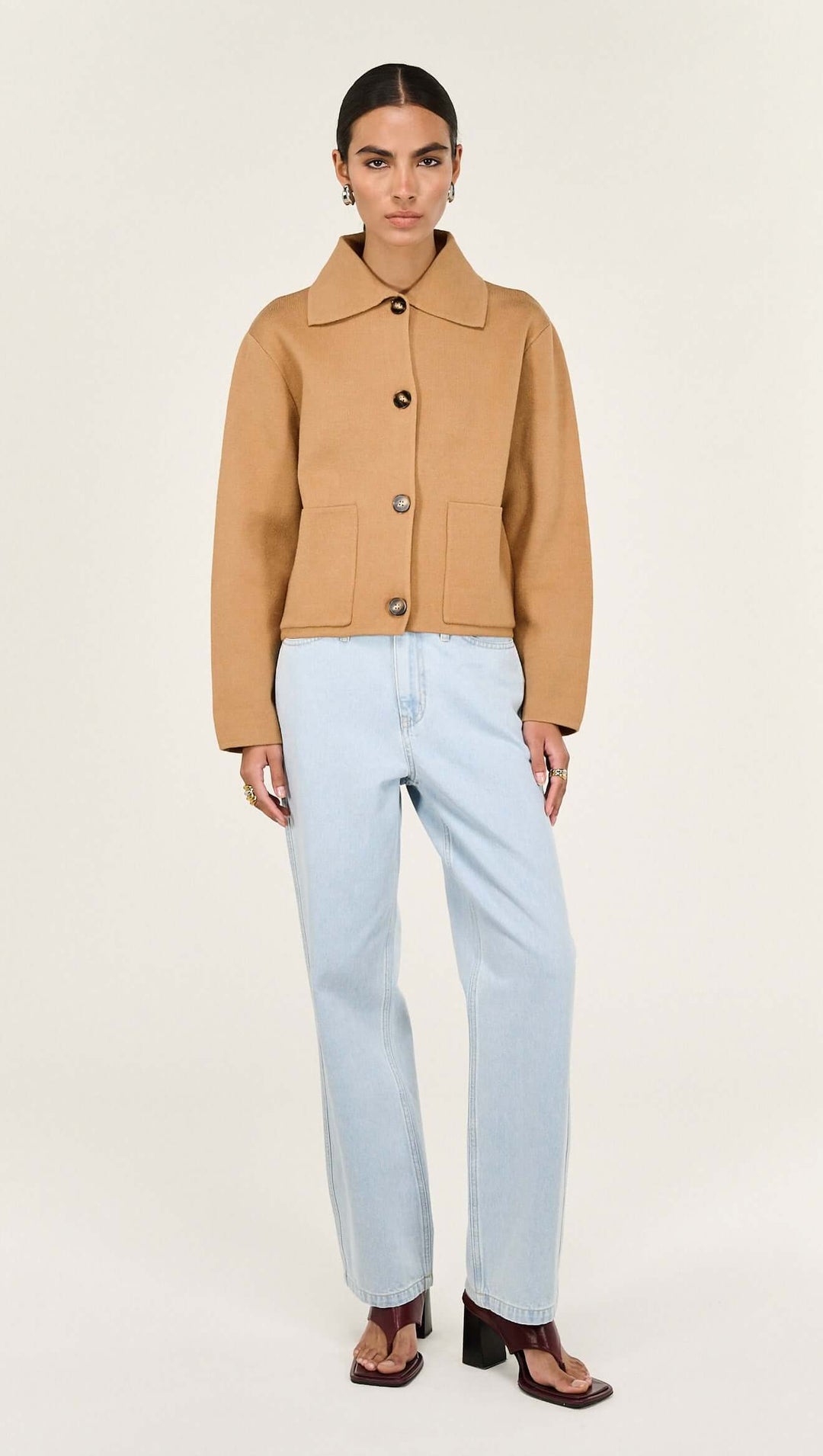 Aura Knit Barn Jacket - Caramel