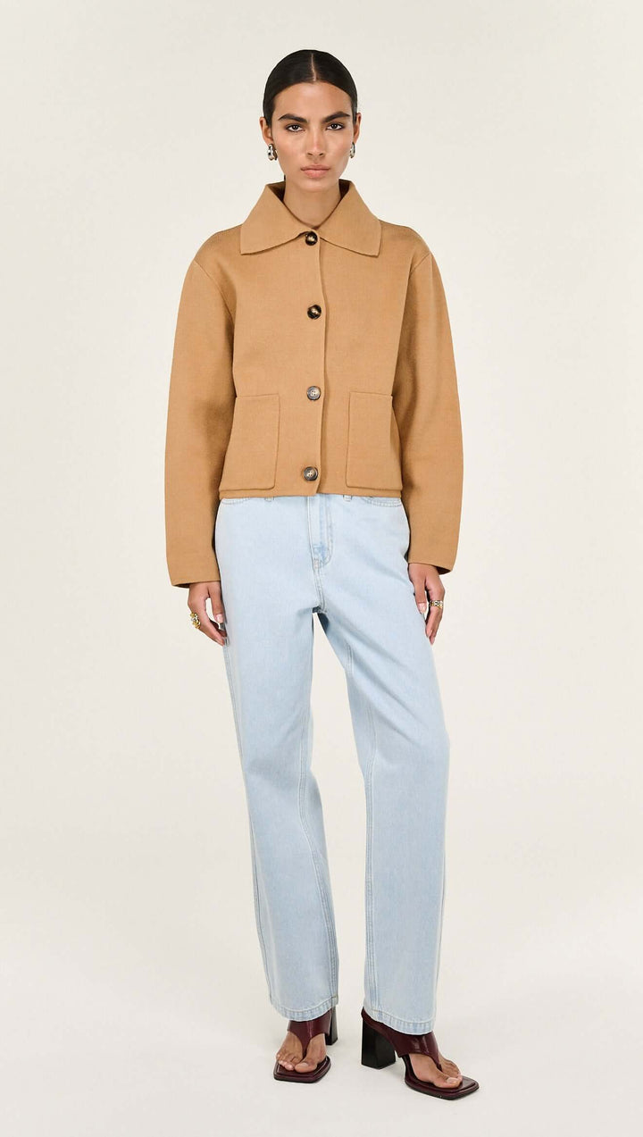 Aura Knit Barn Jacket - Caramel