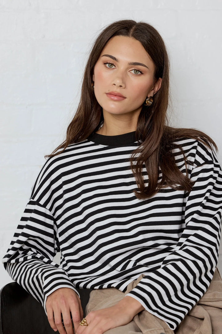Unite Black & White Stripe Oversized Boxy Tee | Among the Brave